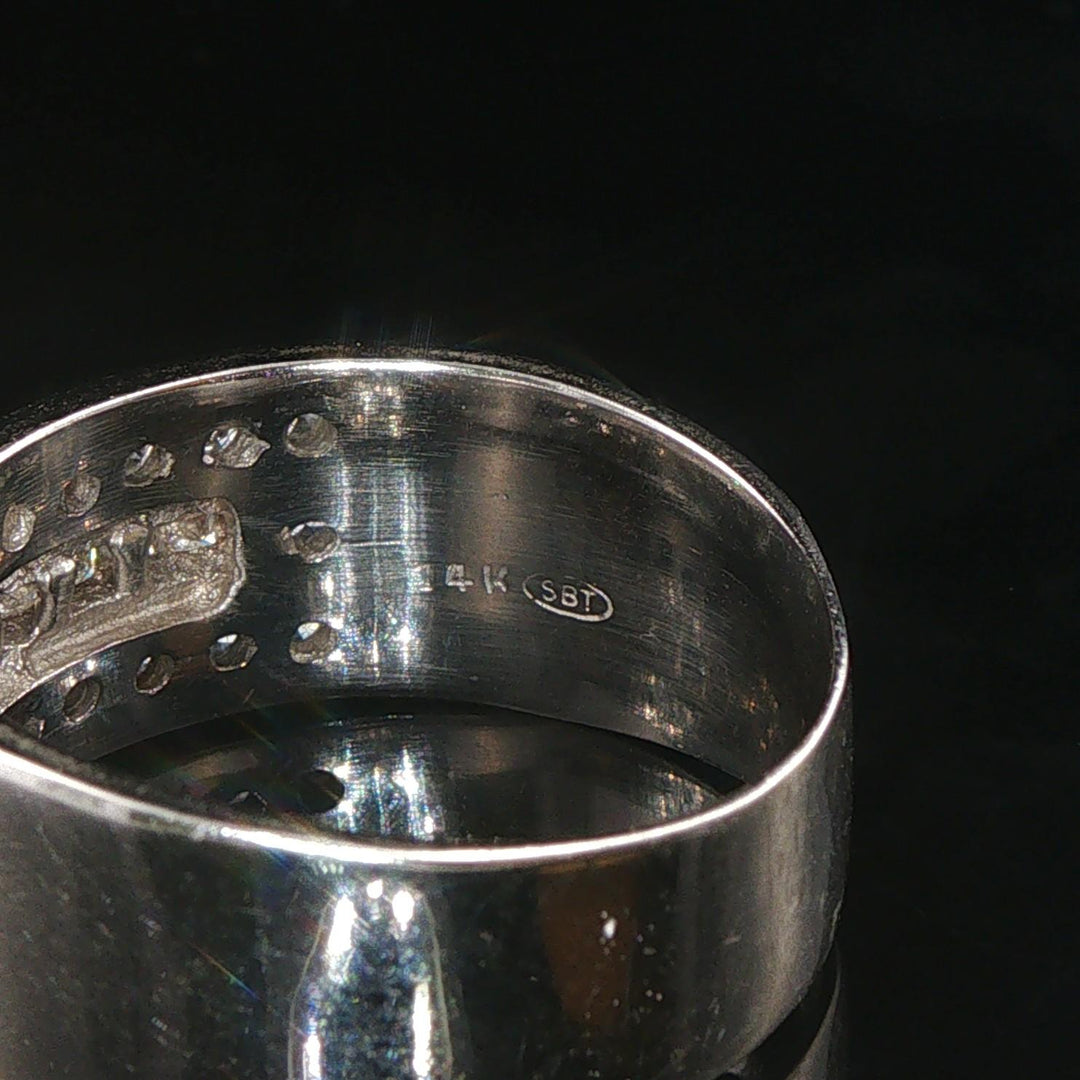 14k White Gold and 1cttw Diamond Men's Band Ring Size 10.25
