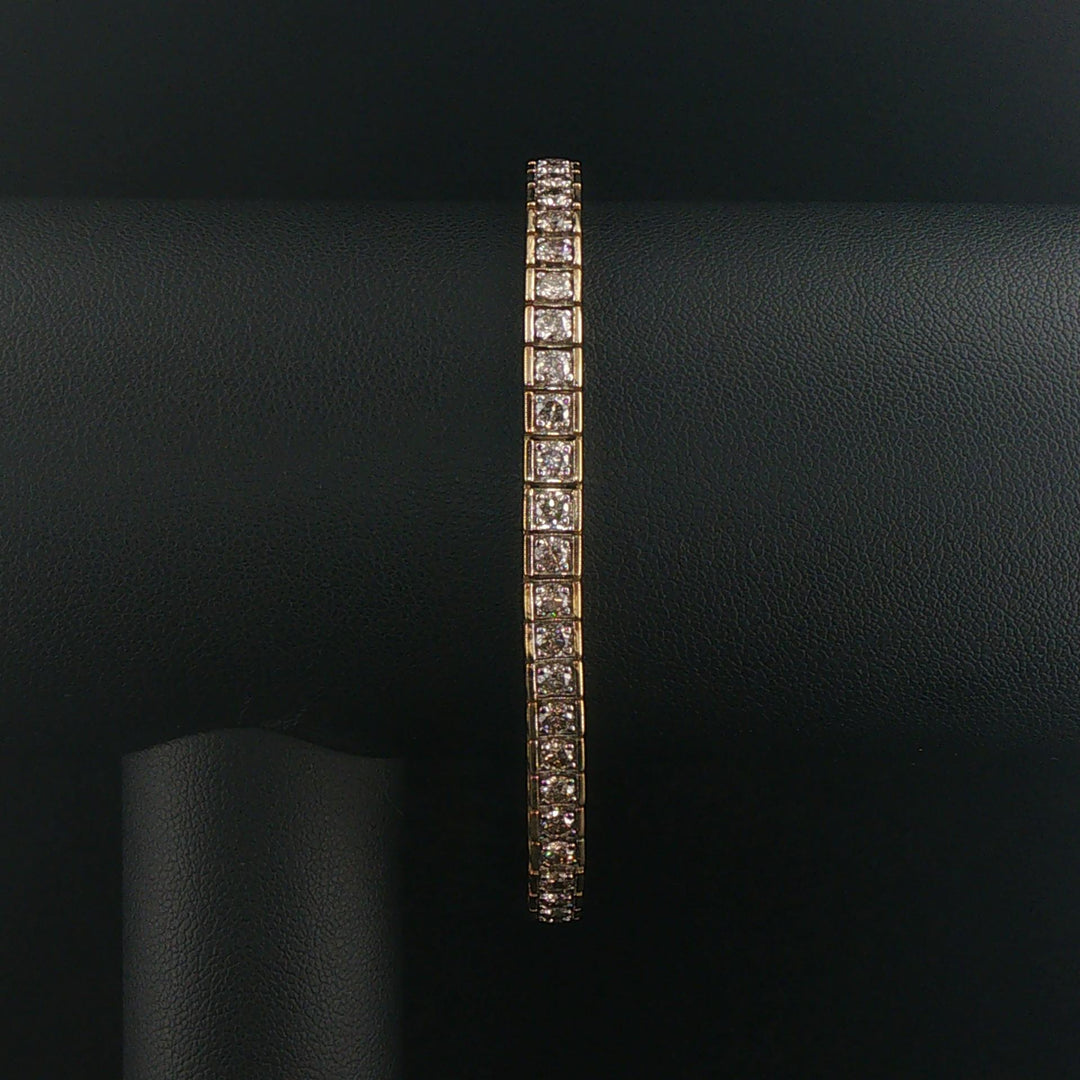 10k Yellow Gold and 3.5cttw Diamond 15g Solid Square Link Bracelet 7.25"