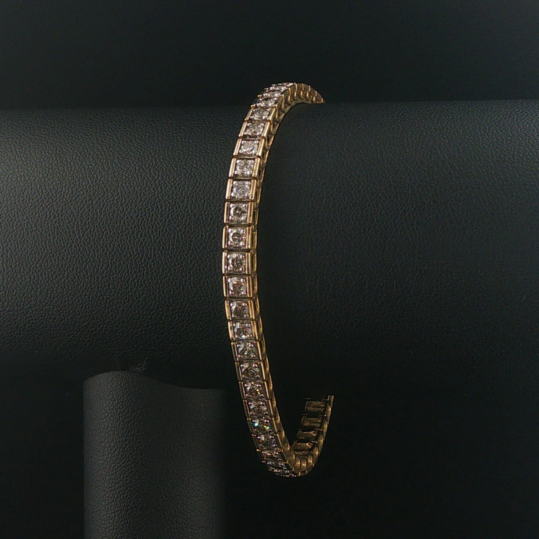 10k Yellow Gold and 3.5cttw Diamond 15g Solid Square Link Bracelet 7.25"