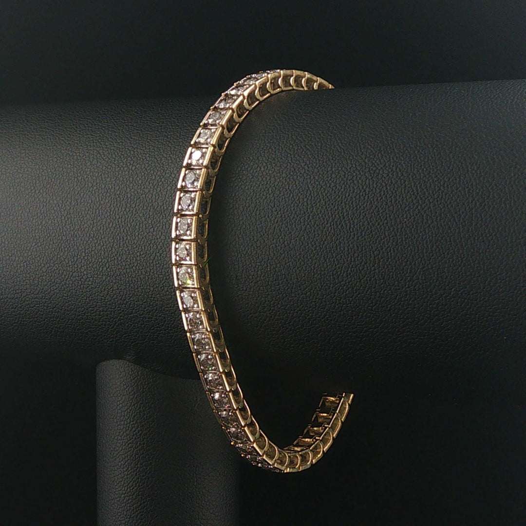 10k Yellow Gold and 3.5cttw Diamond 15g Solid Square Link Bracelet 7.25"
