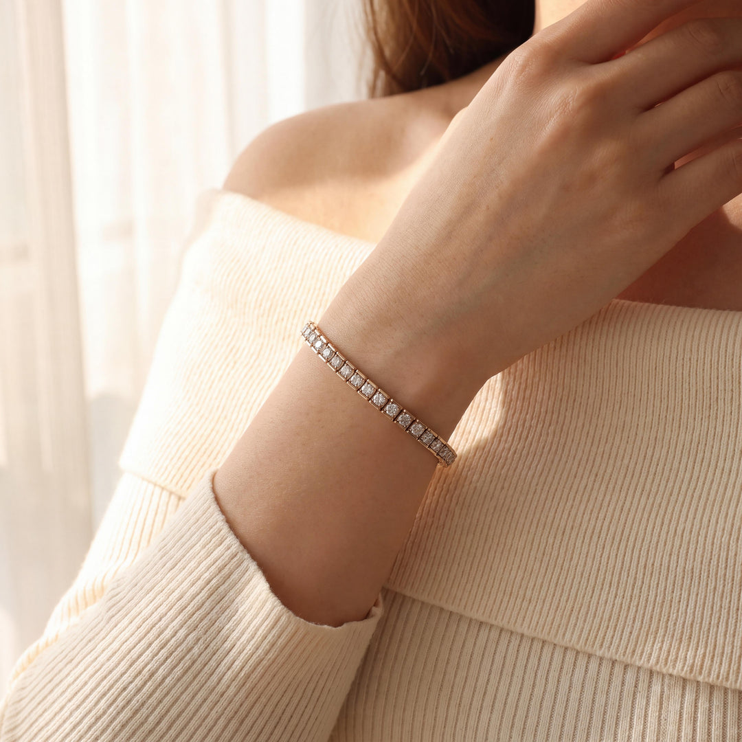 10k Yellow Gold and 3.5cttw Diamond 15g Solid Square Link Bracelet 7.25"