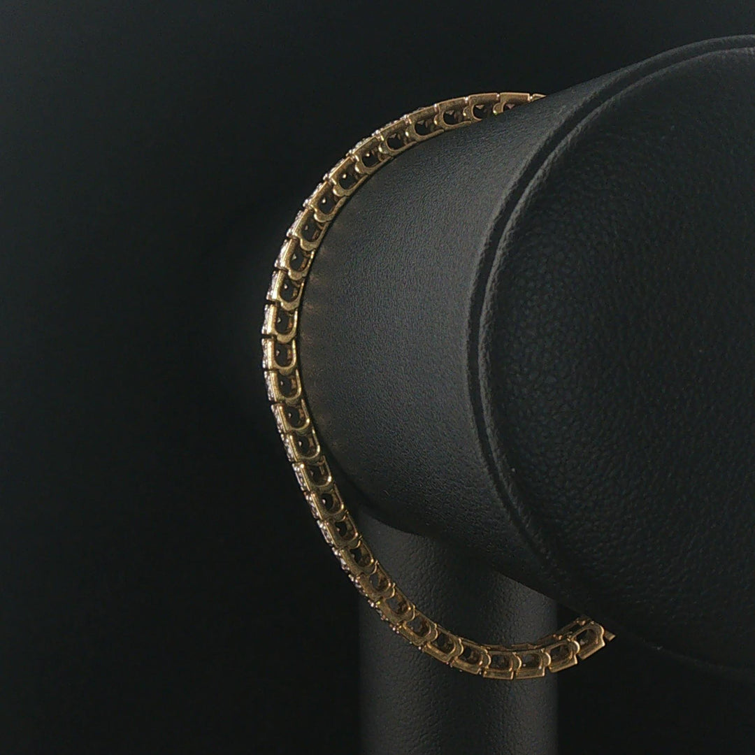 10k Yellow Gold and 3.5cttw Diamond 15g Solid Square Link Bracelet 7.25"