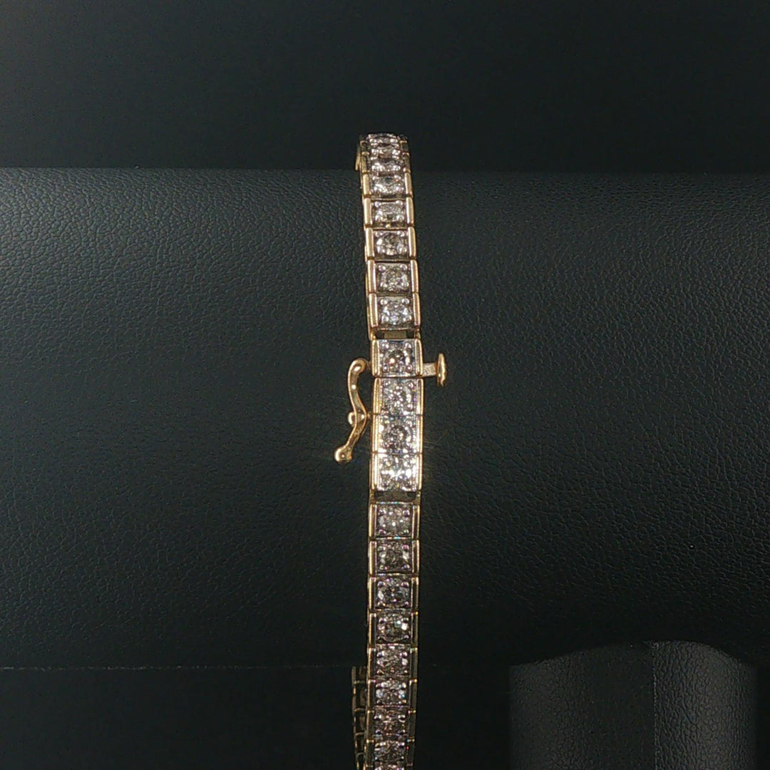 10k Yellow Gold and 3.5cttw Diamond 15g Solid Square Link Bracelet 7.25"