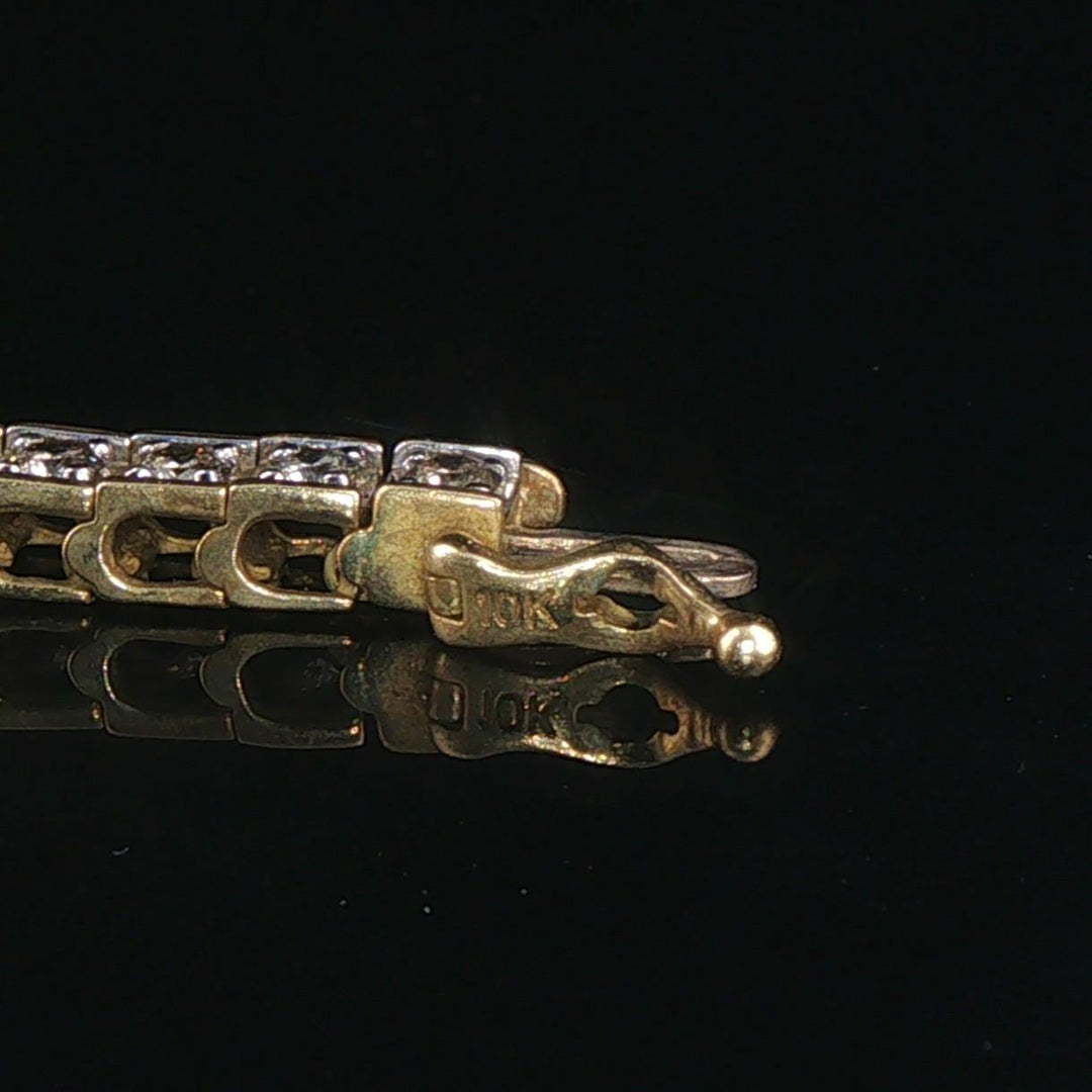10k Yellow Gold and 3.5cttw Diamond 15g Solid Square Link Bracelet 7.25"