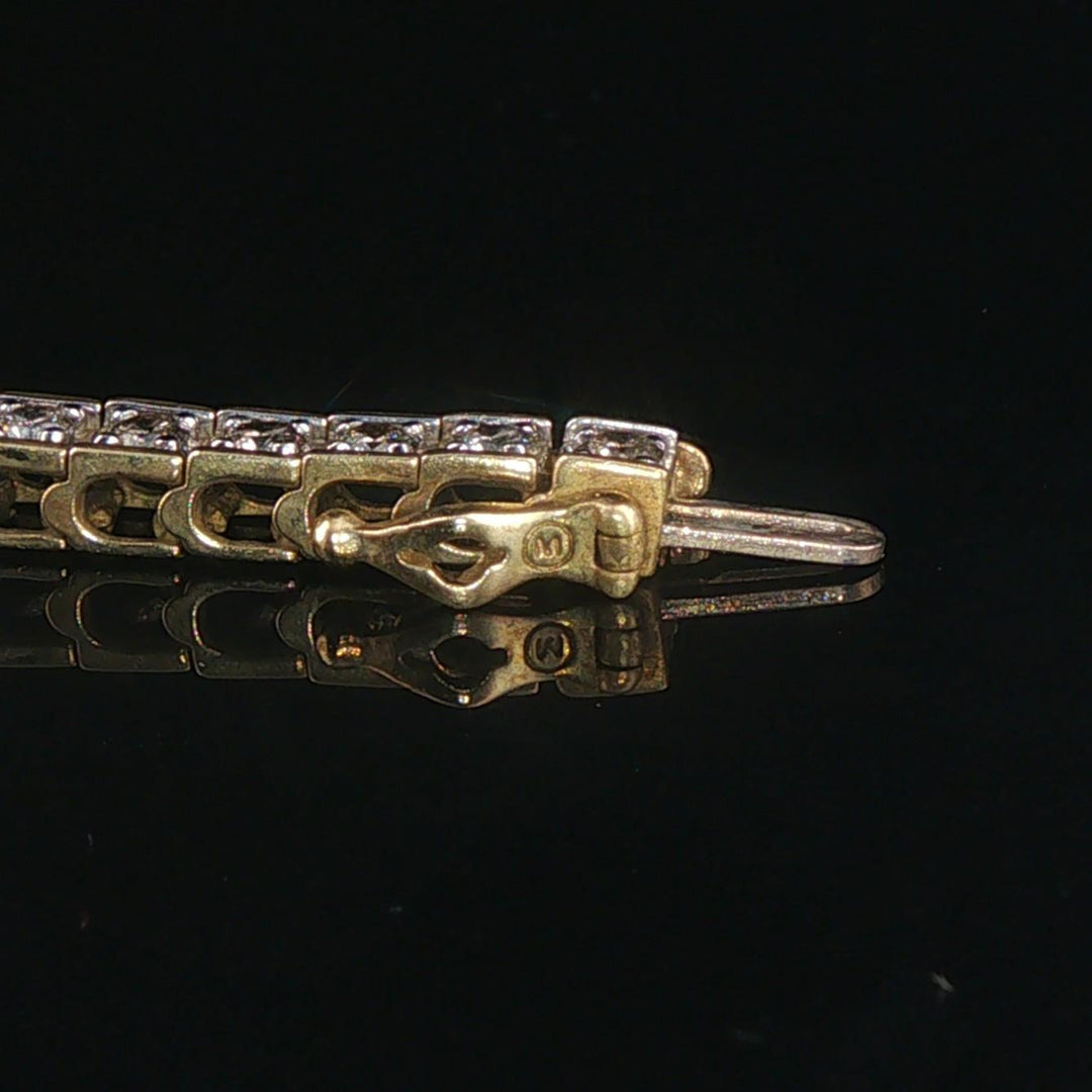 10k Yellow Gold and 3.5cttw Diamond 15g Solid Square Link Bracelet 7.25"