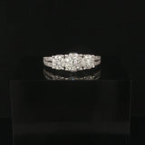 10k White Gold and 1cttw Diamond Three Diamond Halo Ring Size 7.75