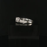 10k White Gold and 1cttw Diamond Three Diamond Halo Ring Size 7.75