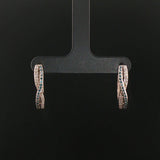 10k White Gold and 0.40cttw White and Blue Diamond Crossover Hoop Earrings