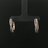 10k White Gold and 0.40cttw White and Blue Diamond Crossover Hoop Earrings