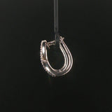 10k White Gold and 0.40cttw White and Blue Diamond Crossover Hoop Earrings