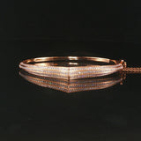 18k Rose Gold and 1cttw Diamond and Pink Sapphire Crowned Bangle Bracelet 6.5"
