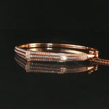 18k Rose Gold and 1cttw Diamond and Pink Sapphire Crowned Bangle Bracelet 6.5"