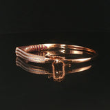 18k Rose Gold and 1cttw Diamond and Pink Sapphire Crowned Bangle Bracelet 6.5"