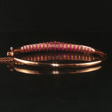 18k Rose Gold and 1cttw Diamond and Pink Sapphire Crowned Bangle Bracelet 6.5"