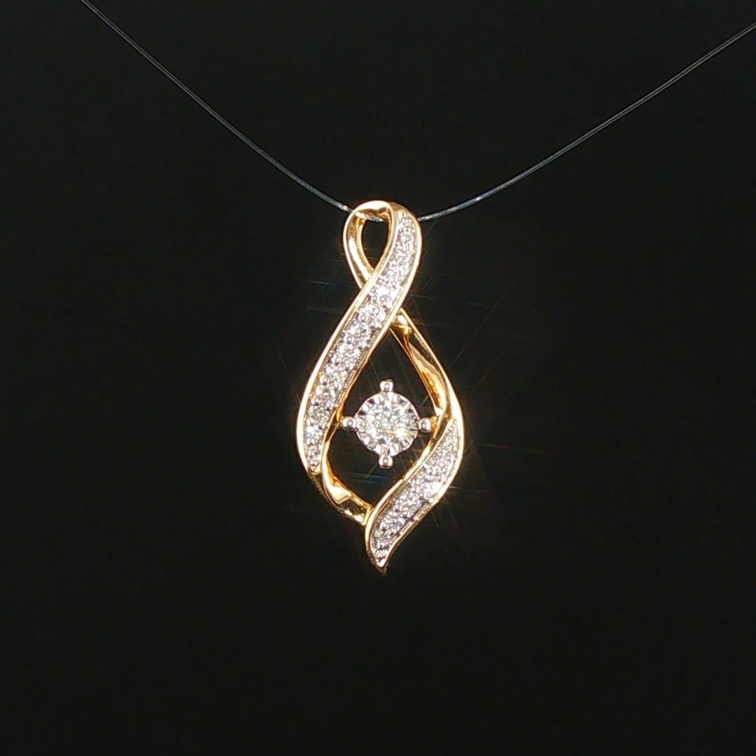 18k Yellow Gold and 0.25cttw Diamond Pendant 0.85"