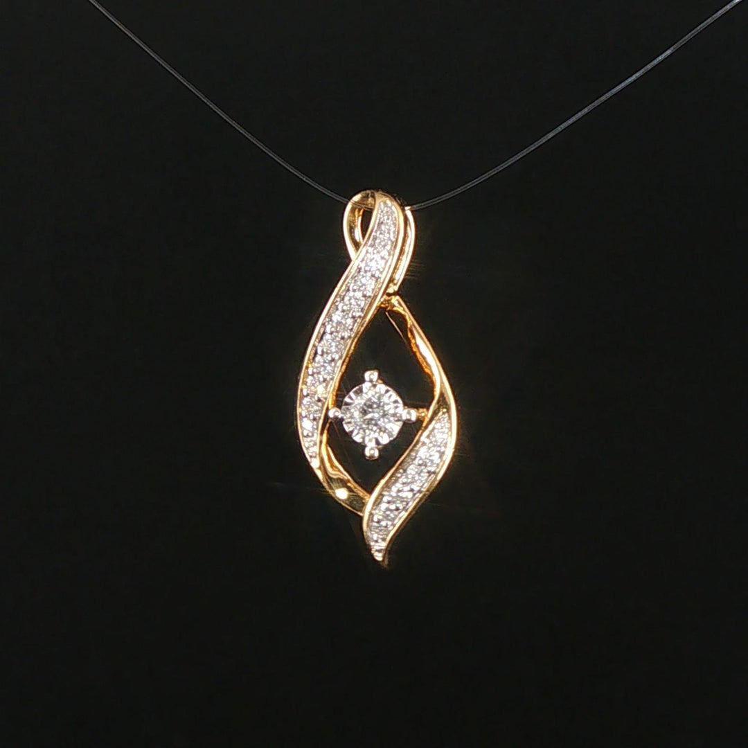 18k Yellow Gold and 0.25cttw Diamond Pendant 0.85"