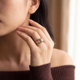 14k Yellow Gold Ruby Emerald and Diamond Ladies Ring Size 7.25