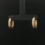 14k Yellow Gold and 0.20cttw Diamond Vintage Hoop Earrings