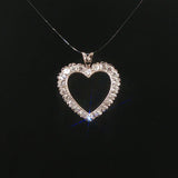 14k White Gold and 0.65cttw Diamond Vintage Heart Pendant
