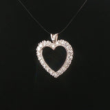 14k White Gold and 0.65cttw Diamond Vintage Heart Pendant