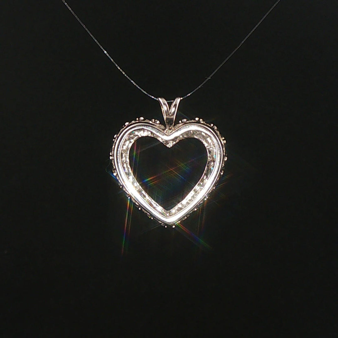 14k White Gold and 0.65cttw Diamond Vintage Heart Pendant