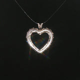 14k White Gold and 0.65cttw Diamond Vintage Heart Pendant