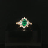14k Yellow Gold 1ct Emerald and 0.25cttw Diamond Halo Ring Size 5