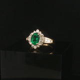 14k Yellow Gold 1ct Emerald and 0.25cttw Diamond Halo Ring Size 5