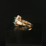 14k Yellow Gold 1ct Emerald and 0.25cttw Diamond Halo Ring Size 5