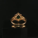 14k Yellow Gold 1ct Emerald and 0.25cttw Diamond Halo Ring Size 5