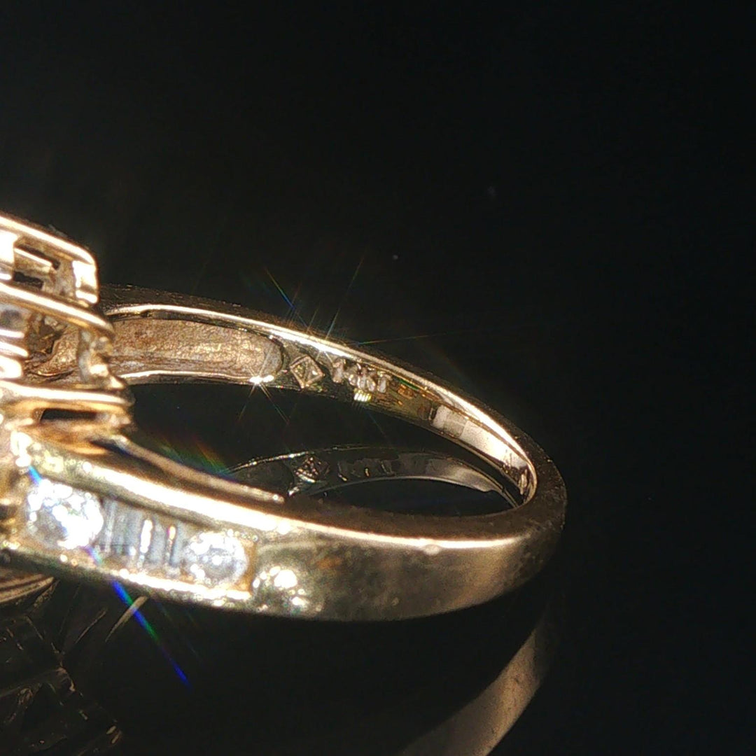 14k Yellow Gold 1ct Emerald and 0.25cttw Diamond Halo Ring Size 5
