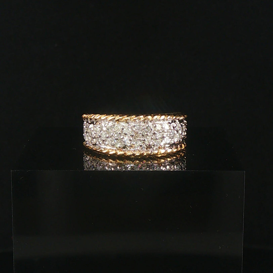14k Yellow and White Gold 0.35cttw Pave Diamond Vintage Ladies Band Ring Size 7
