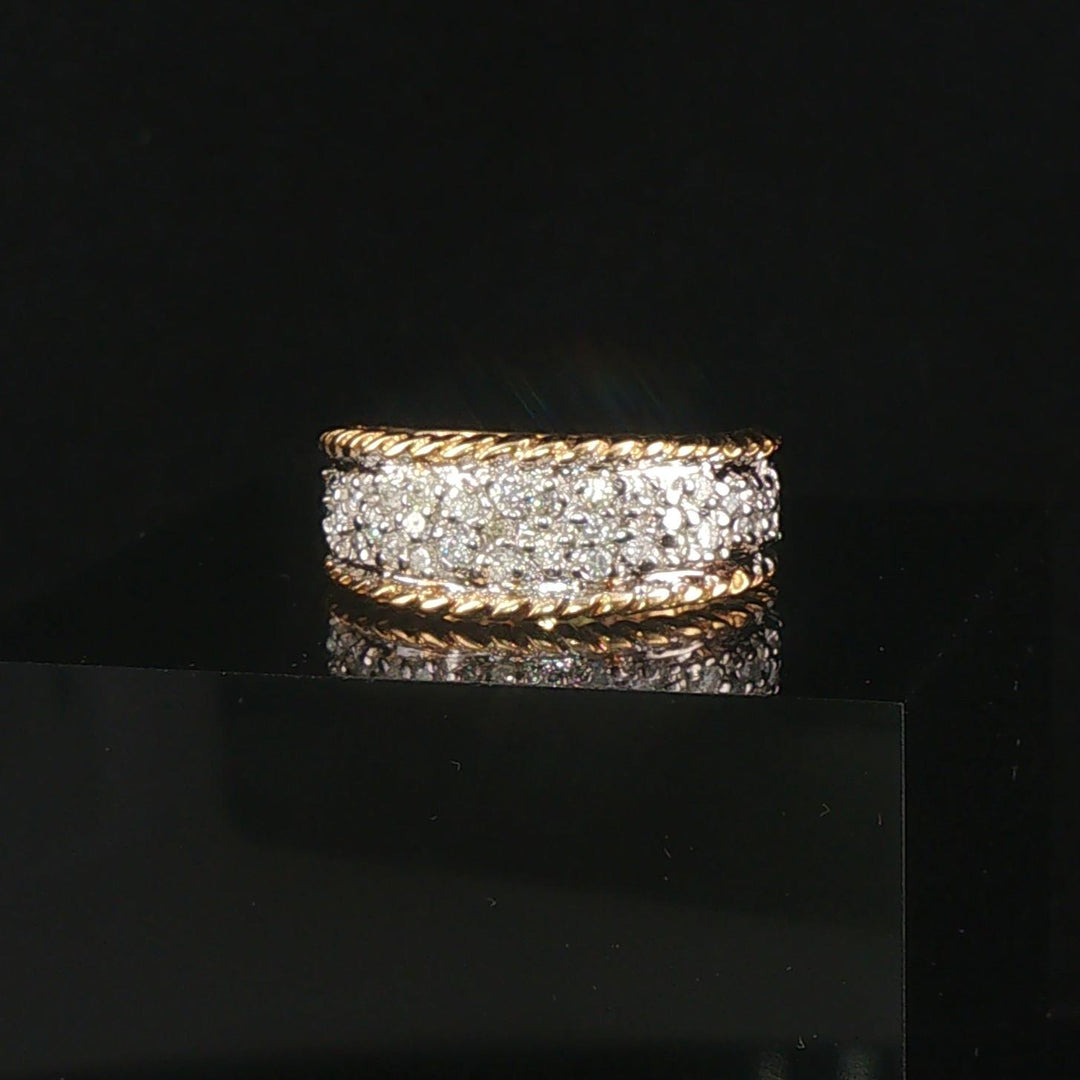 14k Yellow and White Gold 0.35cttw Pave Diamond Vintage Ladies Band Ring Size 7