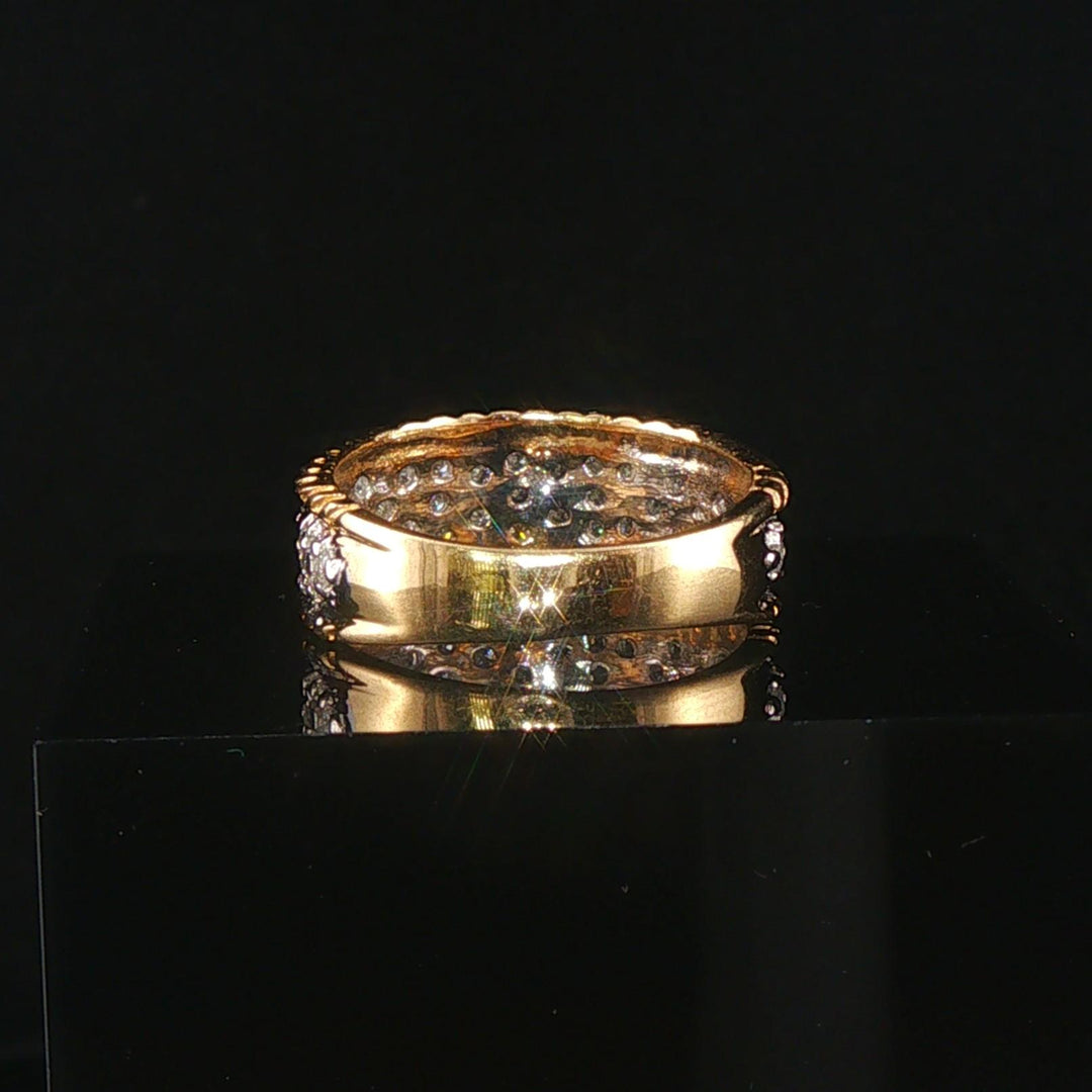 14k Yellow and White Gold 0.35cttw Pave Diamond Vintage Ladies Band Ring Size 7