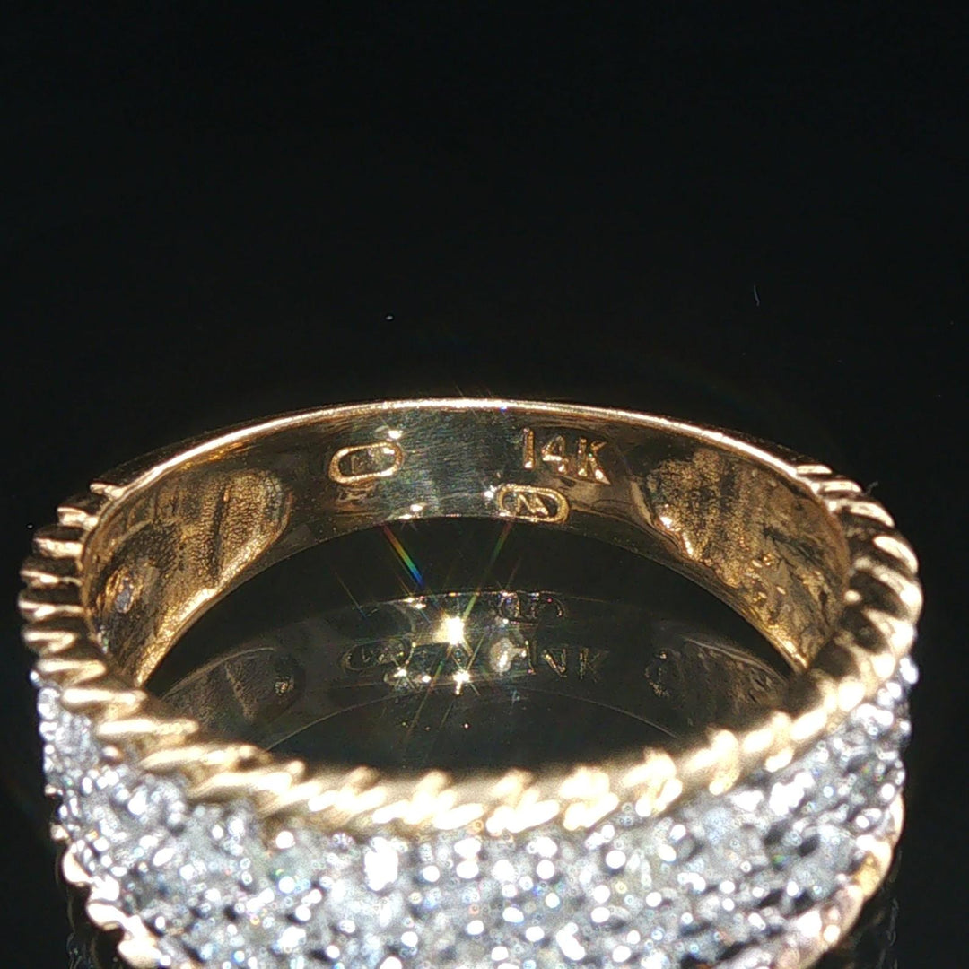 14k Yellow and White Gold 0.35cttw Pave Diamond Vintage Ladies Band Ring Size 7