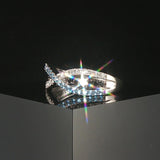 14k White Gold Topaz and White and Black Diamond Crossover Band Ring Size 9.5