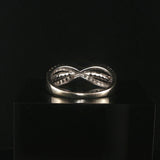 14k White Gold Topaz and White and Black Diamond Crossover Band Ring Size 9.5