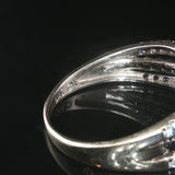14k White Gold Topaz and White and Black Diamond Crossover Band Ring Size 9.5