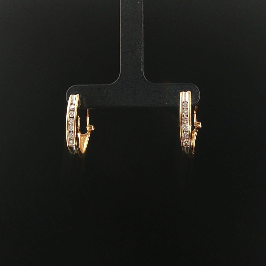 14k Yellow Gold and 0.30cttw Diamond Hoop Earrings