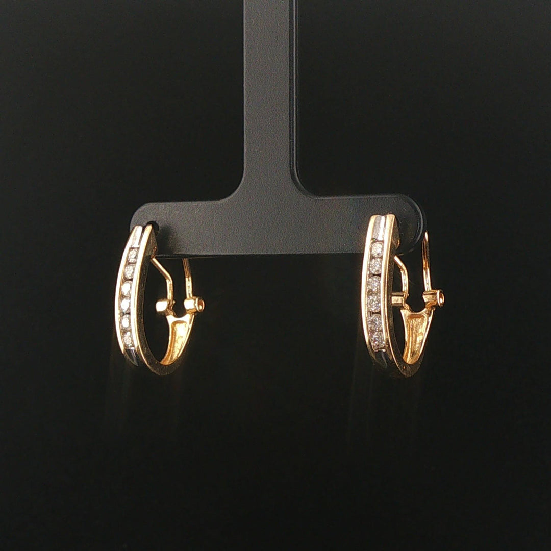 14k Yellow Gold and 0.30cttw Diamond Hoop Earrings