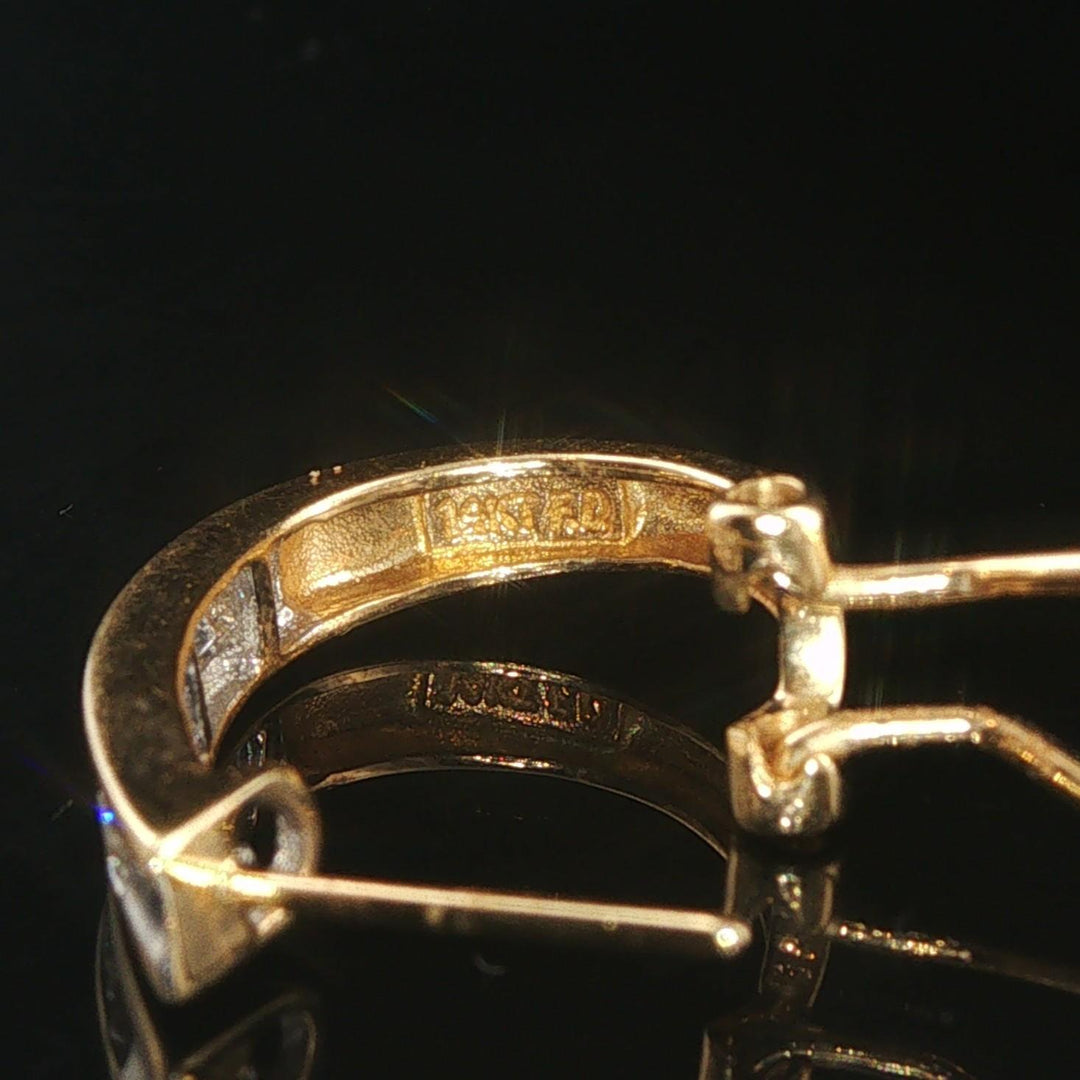 14k Yellow Gold and 0.30cttw Diamond Hoop Earrings