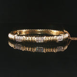 14k Yellow Gold and 0.50cttw Diamond Solid Heavy Bangle Bracelet 6.25"