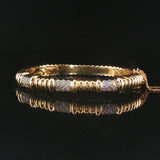 14k Yellow Gold and 0.50cttw Diamond Solid Heavy Bangle Bracelet 6.25"