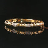 14k Yellow Gold and 0.50cttw Diamond Solid Heavy Bangle Bracelet 6.25"