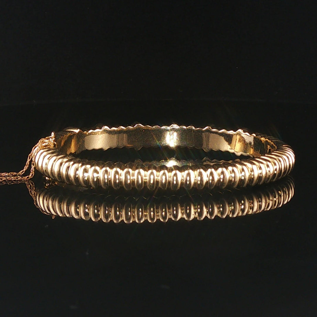 14k Yellow Gold and 0.50cttw Diamond Solid Heavy Bangle Bracelet 6.25"