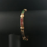 14k Yellow Gold 12g Multi Gemstone and Diamond Bar Link Bracelet 7"
