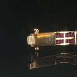 14k Yellow Gold 12g Multi Gemstone and Diamond Bar Link Bracelet 7"