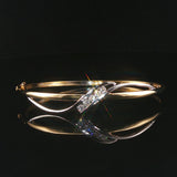14k Yellow and White Gold 0.50cttw Diamond Fancy Bangle Bracelet 6.75"