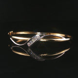 14k Yellow and White Gold 0.50cttw Diamond Fancy Bangle Bracelet 6.75"
