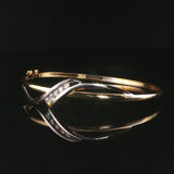 14k Yellow and White Gold 0.50cttw Diamond Fancy Bangle Bracelet 6.75"